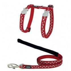 Ensemble harnais et laisse Red Dingo Chats rouge étoiles blanches