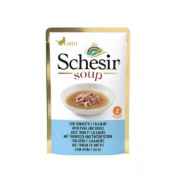 Schesir | Soupe pour chat | Thon Sauvage et Calmars 85g en Sachet