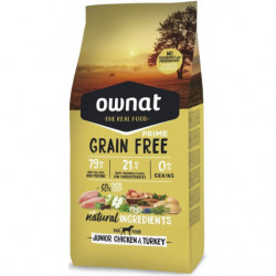 Ownat | Croquettes sans céréales chiot | Prime Grain Free Junior Poulet & Dinde