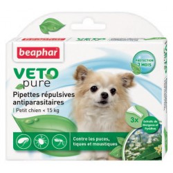 Beaphar VETOpure | 3 pipettes répulsives antiparasitaires chien de - 15 kg
