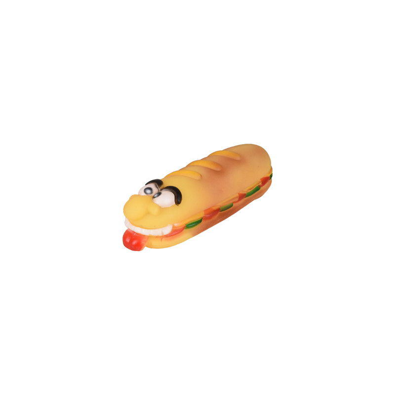 jouet vinyl Hot Dog visage 18 x 5,5 x 4,5 cm