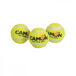 Camon | Lot de 3 balles de tennis sonores pour chien | 3,7 cm